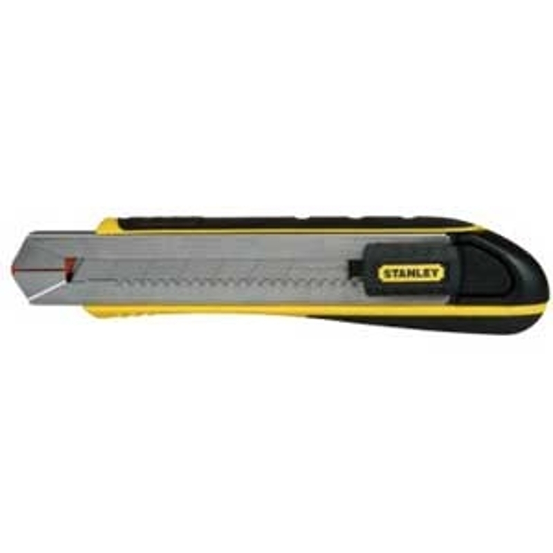 FATMAX 10-486 Snap-Off Knife, 25 mm W Blade, Carbon Steel Blade, Ergonomic Handle, Black/Yellow Handle