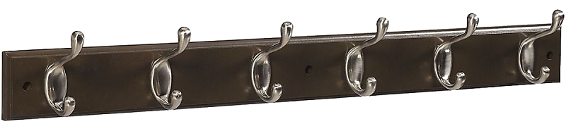 National Hardware DPV8170 S813-006 Series Hook Rail, Wall Mounting, 27 in L x 0.6 in W x 2.75 in H Dimensions, Brown