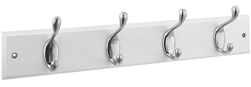 National Hardware DPV8170 S813-030 Series Hook Rail, Wall Mounting, 18 in L x 5/8 in W x 2-3/4 in H Dimensions, White