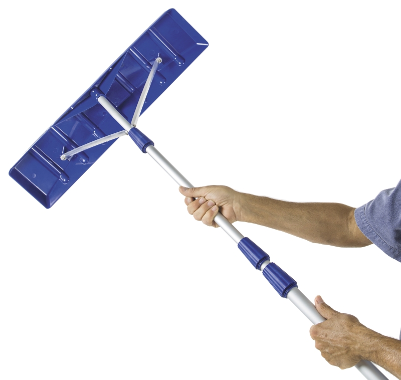 Snow Joe RJ204M Snow Shovel Roof Rake, Polyethylene Blade, Poly Head, Telescopic Handle, Aluminum Handle