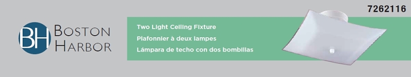 Boston Harbor F98WH02-12643L Ceiling Light Fixture, 2-Lamp, CFL Lamp, White Fixture