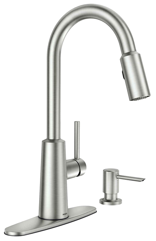 Moen Nori Series 87066 Kitchen Faucet, 1.5 gpm, 1-Handle, Stainless Steel, Chrome Plated, Deck Mounting