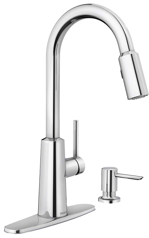 Moen Nori Series 87066SRS Kitchen Faucet, 1.5 gpm, 1-Handle, Stainless Steel, Stainless Steel, Deck Mounting