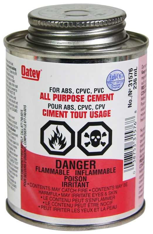 Oatey 31576 All-Purpose Cement, 236 mL, Liquid, Milky Clear
