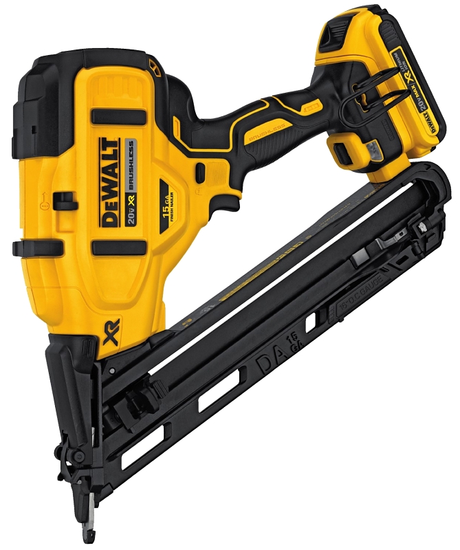 DeWALT DCN650D1 Nailer Kit, Battery Included, 20 V, 2 Ah, 110 Magazine, 34 deg Collation, 15 ga Nail, Nail Fastener