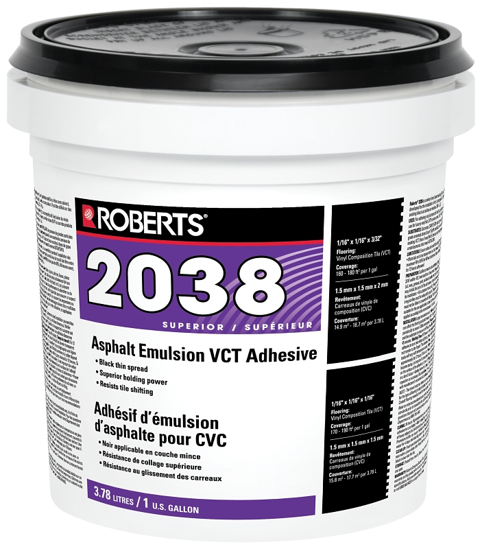 Roberts 2038RB004 Asphalt Emulsion Adhesive, Black, 1 gal Pail