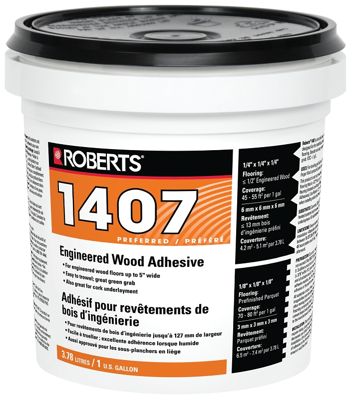 Roberts 1407RB004 Flooring Adhesive, Paste, Beige, 1 gal Pail