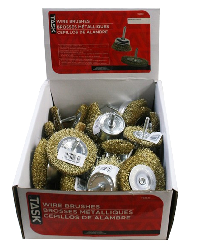 TASK T22630 Wire Wheel and Cup Brush Kit, 1/4 in Arbor/Shank, Steel Bristle
