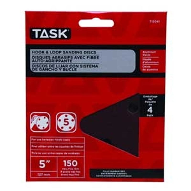 TASK T13045 Sanding Disc, 5 in Dia, 60 Grit, Aluminum Oxide Abrasive, 8-Hole