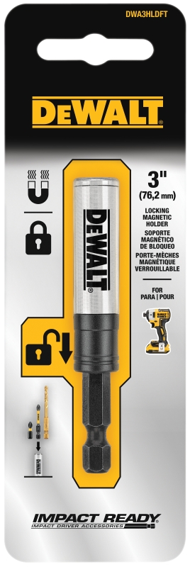DEWALT DWA3HLDFT Series Bit Holder, 3 in L, 1/4 in Shank, Hex Shank
