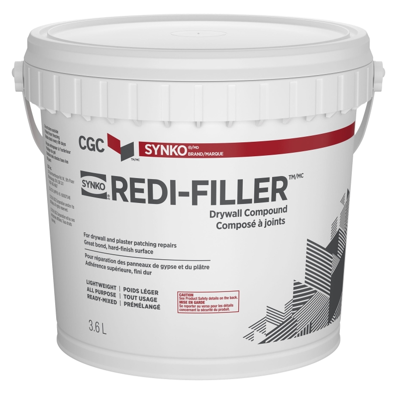 Synko Redi-Filler 330013 Drywall Compound, Paste, Off White, 3.6 L