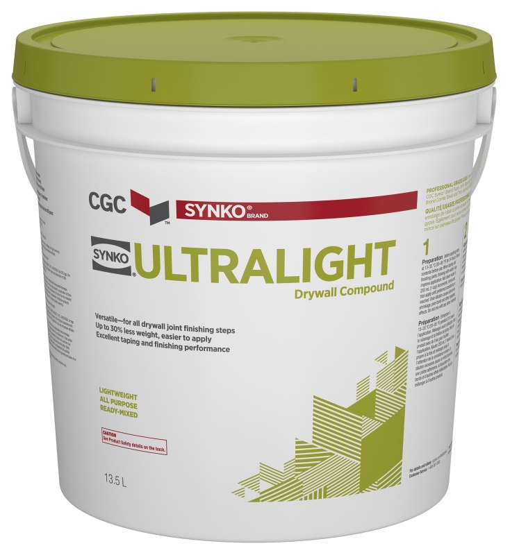 Synko UltraLight 330130 Drywall Compound, Paste, Off White, 13.5 L