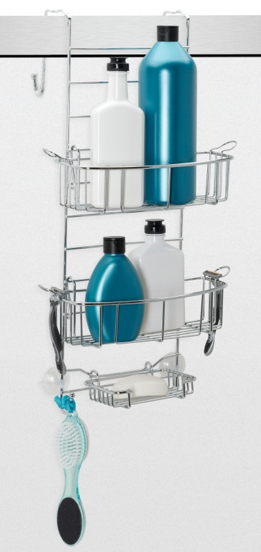 Zenna Home E7803SS Door Caddy, 2-Shelf, Steel, Chrome, 12-1/4 in OAW, 22-3/4 in OAH, 9 in OAD