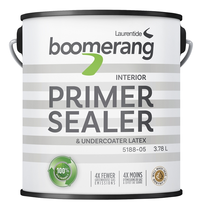 Boomerang 5188-05L19 Latex Primer, Water Base, Flat, White, 3.78 L, Can