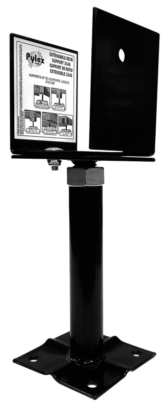 Pylex 12098 Deck Support, 2725 lb, 4 x 4, 6 x 6 in Column/Post, Steel, Black