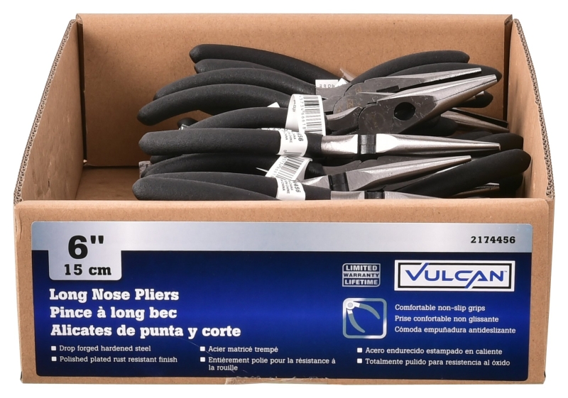 Vulcan PC920-33 Plier, 6-1/2 in OAL, 1.2 mm Cutting Capacity, 4 cm Jaw Opening, Black Handle, Matte-Grip Handle