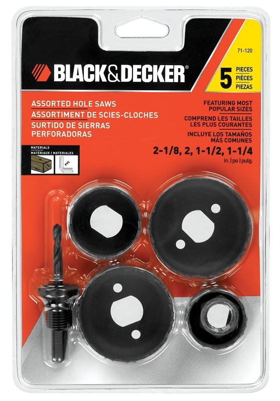 Black+Decker 71-120-CA Assortment Hole Saw Kit, 5-Piece, Steel