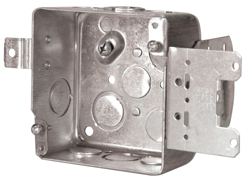 Hubbell 52171MSBBAR Electrical Box, 30 cu-in, 1/2, 3/4 in, Metal, Ceiling, Wall
