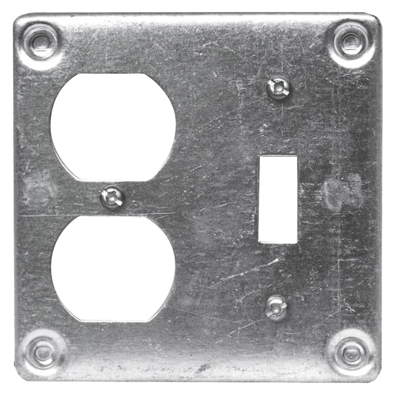 Hubbell 8375BAR Device Box Cover, 4 in L, 4 in W, Square, Metal