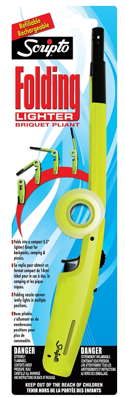 Scripto BGM7R-1/12ORG-C Utility Lighter, Butane, Refillable: Yes, Neon Green