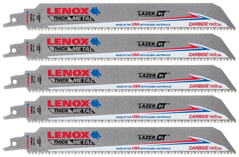 Lenox 2014225 Reciprocating Saw Blade, 1 in W, 9 in L, 8 TPI, Carbide Cutting Edge