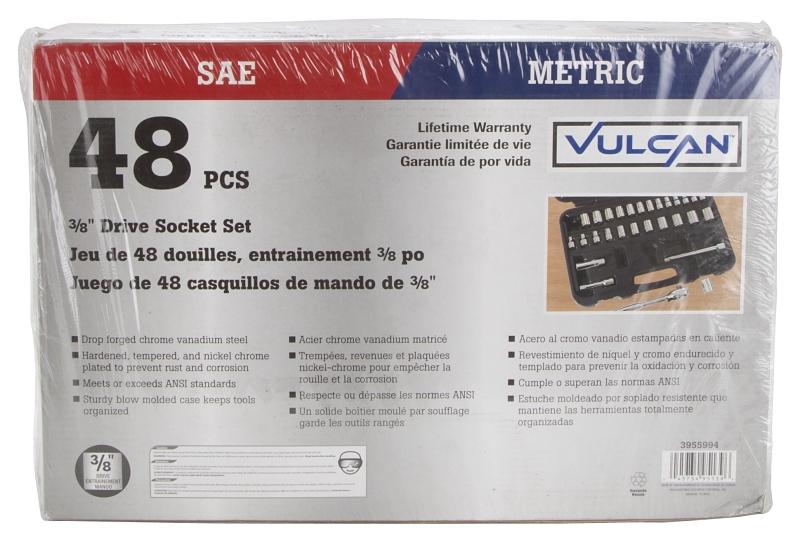 Vulcan TS-473-3/8SA/ME Socket Set, Chrome Vanadium Steel, Chrome