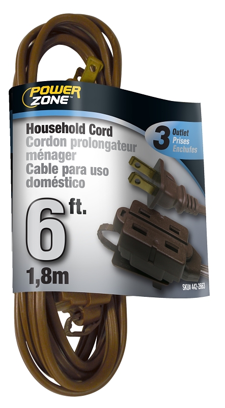 BROWN 16/2 X 9 FOOT 3 OUTLET INDOOR EXTENSION DROP CORD 5 NEW 4432241 LOT OF 