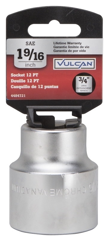 Vulcan MT-SS6050 Drive Socket, 1-9/16 in Socket, 3/4 in Drive, 12-Point, Chrome Vanadium Steel, Chrome