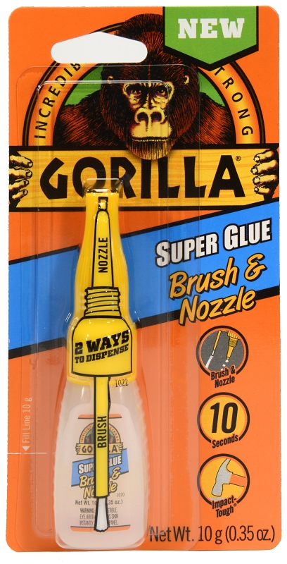 Gorilla 7510101 Super Glue Brush and Nozzle, Liquid, Irritating, Straw/White Water, 10 g Bottle