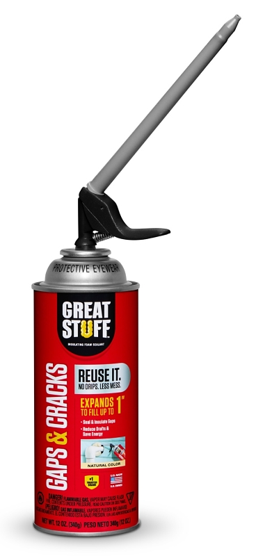 Great Stuff 99108824 Insulating Foam Sealant, Cream, 8 hr Functional Cure, 12 oz, Can
