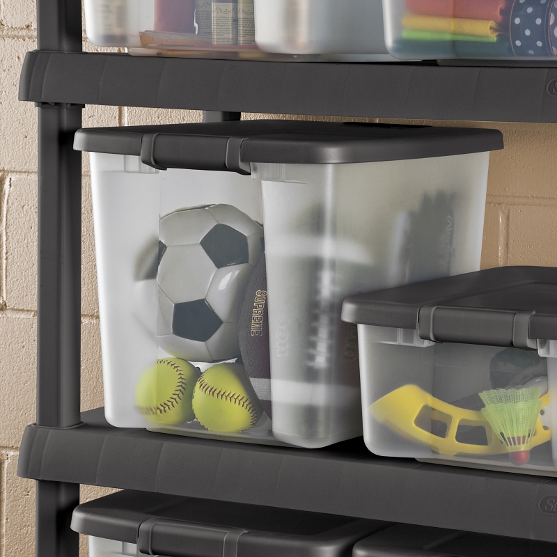 Sterilite 19373V06 Shelf Tote, Plastic, Clear, 19-7/8 in L, 15-1/2 in W, 14-3/4 in H