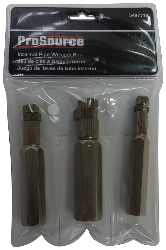 ProSource T150-3L Internal Pipe Wrench Set, 6.2 in L, Steel, Chrome