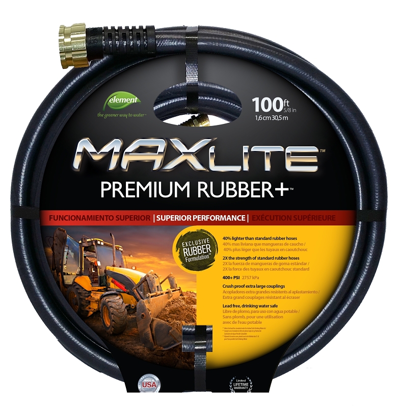 SWAN SGC58100 Garden Hose, 100 ft L, Rubber, Black