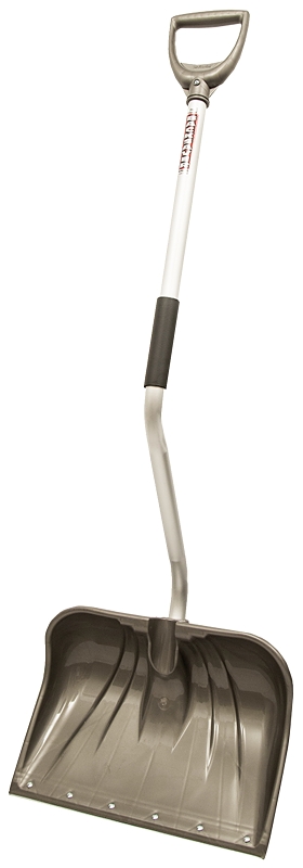 Rugg 26PBSLW-S Snow Shovel and Pusher, 18 in W Blade, Polyethylene Blade, Aluminum Handle, D-Shaped Handle, Silver