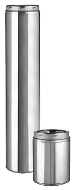 Selkirk 206148U Chimney Pipe, 6 in ID, 8 in OD, 48 in L, Stainless Steel, Includes: Twist-Lock Coupler with Locking Band