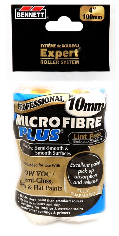 Bennett 2X4 MICRO Roller Refill, 5 mm Thick Nap, 100 mm L, Microfiber Cover