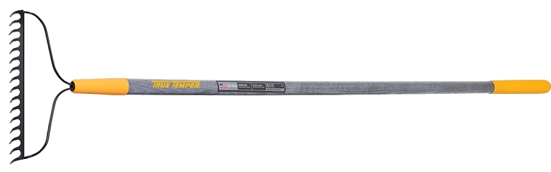 True Temper 2811600 Bow Rake, 3-1/2 in L Head, 15.78 in W Head, 16-Tine, Steel Tine, 63.9 in L Handle