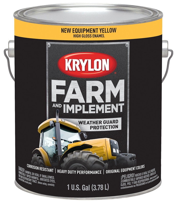 Krylon K01974000 Farm Equipment Paint, High-Gloss Sheen, New Equipment Cat Yellow, 1 gal