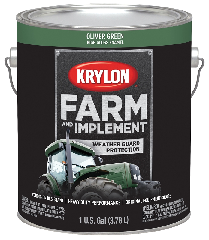 Krylon K01979000 Farm Equipment Paint, High-Gloss Sheen, Oliver Green, 1 gal, 50 to 200 sq-ft/gal Coverage Area