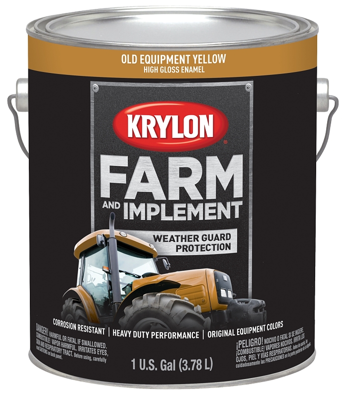 Krylon K01985000 Farm Equipment Paint, High-Gloss Sheen, Old Equipment Cat Yellow, 1 gal