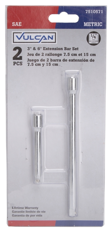 Vulcan TS-2PC-EB1/4 Extension Bar Set, 3 in L, Chrome