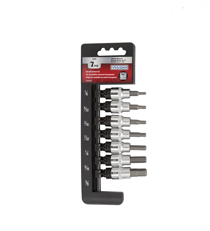Vulcan TS1007S-P Socket Set, Chrome Vanadium Steel, Chrome