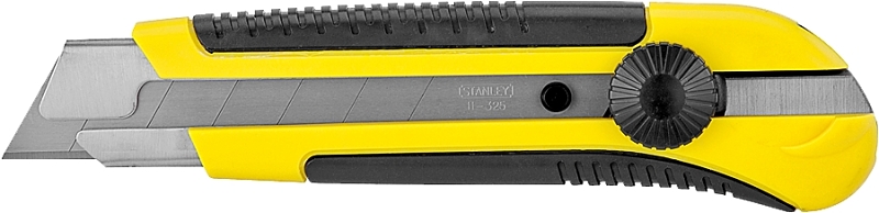STANLEY DynaGrip Series 10-425 Utility Knife, 1 in L Blade, Carbon Steel Blade, Ergonomic Handle, Black/Yellow Handle