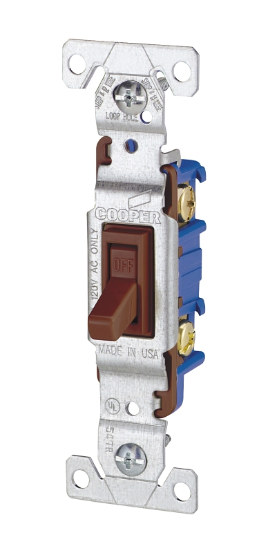 Eaton Wiring Devices 1301B Series Toggle Switch, Brown, 15 A, 120 V, Polycarbonate Housing Material