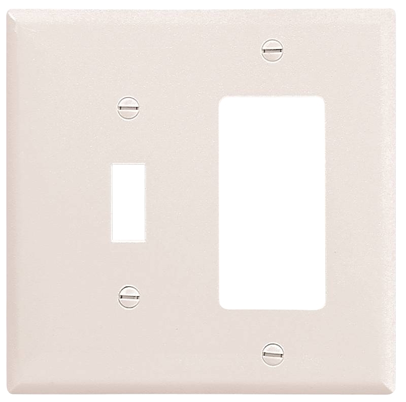 Eaton Wiring Devices 2153W-BOX Combination Wallplate, 4-1/2 in L, 4-9/16 in W, 2 -Gang, Thermoset, White