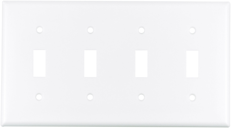 Eaton Wiring Devices 2154W-BOX Wallplate, 4-1/2 in L, 8.19 in W, 4 -Gang, Thermoset, White, High-Gloss