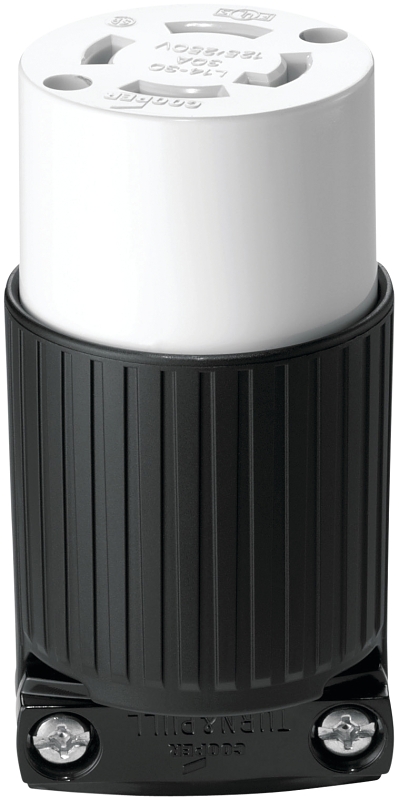 Eaton Wiring Devices L1430C Electrical Connector, 3 -Pole, 30 A, 125/250 V, NEMA: NEMA L14-30, Black/White