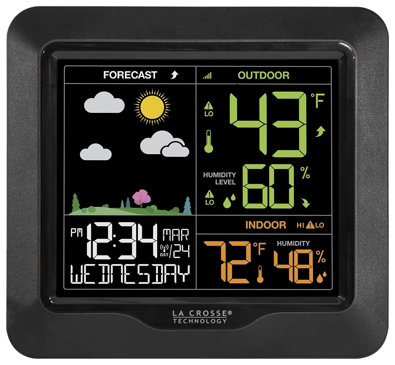 La Crosse 308-1416 Weather Station with Backlight and Barometric Pressure, Battery, 10 to 99 % Humidity Range