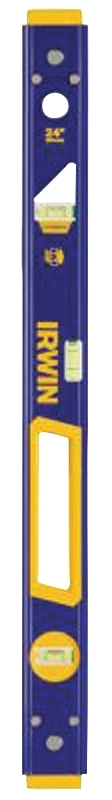 IRWIN 1794075 Box Beam Level, 24 in L, 3 -Vial, Non-Magnetic, Aluminum, Blue/Yellow