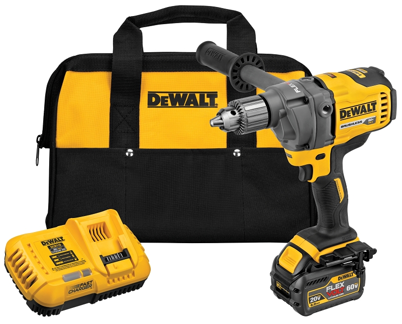 DEWALT DCD130T1 Mixer Drill Tool, Battery Included, 60 V, 6 Ah, 1/2 in Chuck, Keyed Chuck
